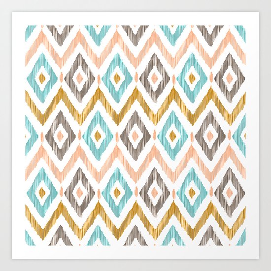 Sketchy Diamond IKAT Art Print