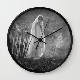 The Appartion (at the lily pond) black and white art photograph by Constant Puyo Wall Clock