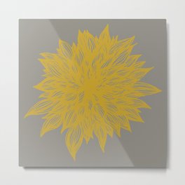 Floral Distortion yellow/grey Metal Print