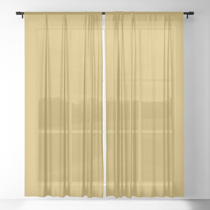 Muted Straw Gold - Solid Color Trend Mid Century Modern Sheer Curtain