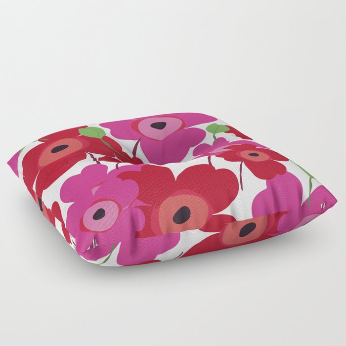 Graphic flowers:Royal red Floor Pillow