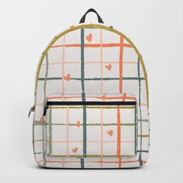 Retro Love Hearts And Gingham Pattern  Backpack