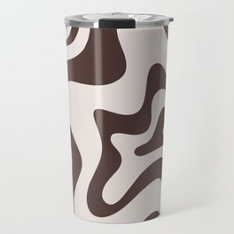 Retro Liquid Swirl Abstract Pattern in Brown Travel Mug