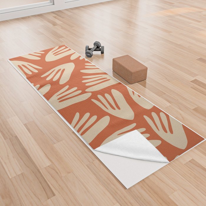 Papier Découpé Abstract Cutout Pattern 2 in Mid Mod Burnt Orange and Beige  Yoga Towel