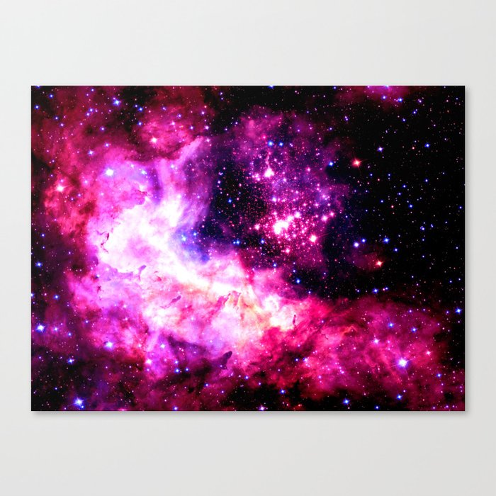 galaxy : celestial fireworks hot pink magenta purple Canvas Print