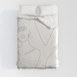 Beauty Contour / Woman with hands on face Duvet Cover