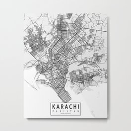 Karachi City Map of Sindh, Pakistan  - Light Metal Print | Travel, Karachimap, Graphicdesign, Landscape, Engineer, Architect, Citymap, Pakistan, Street, City 