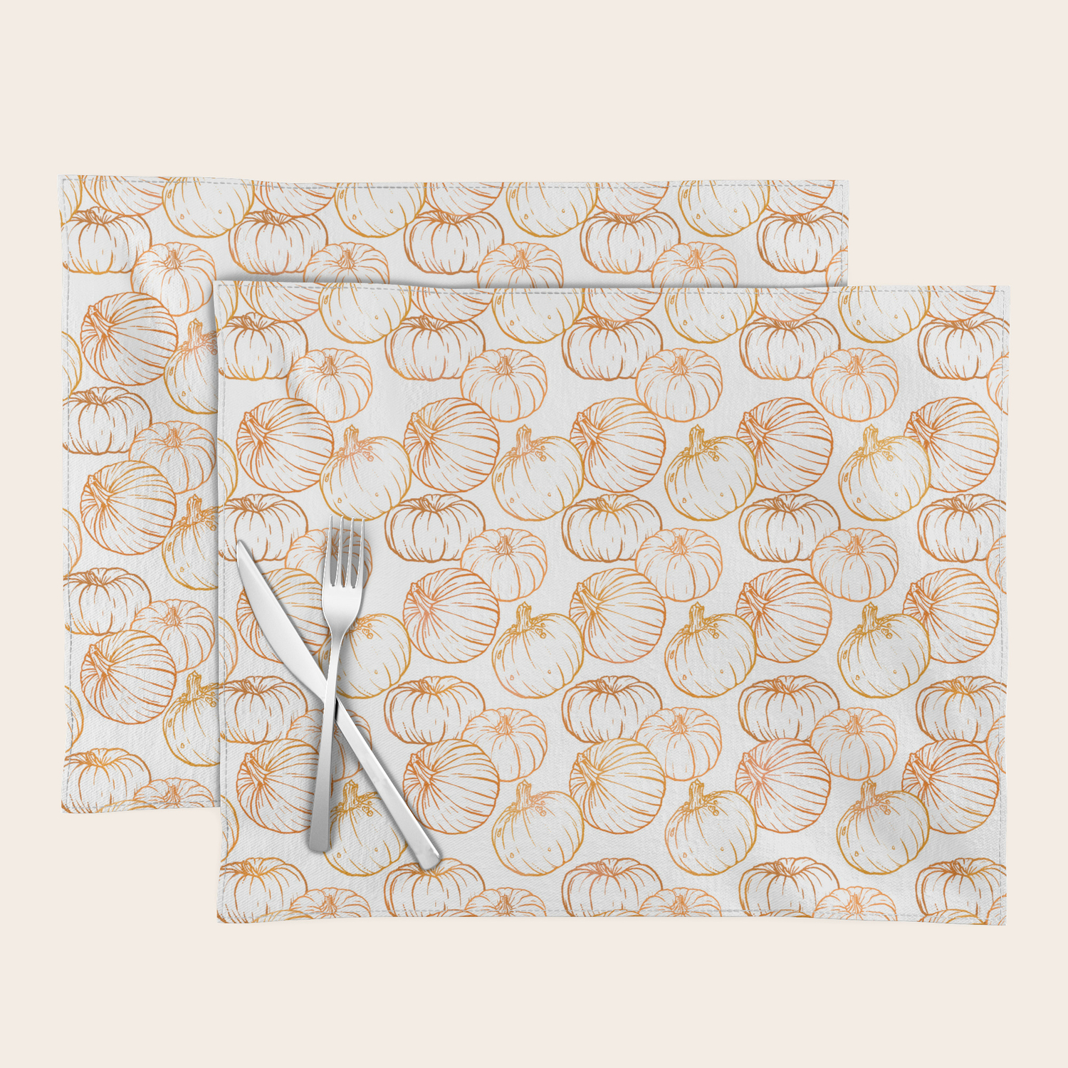 Pumpkins (White Glow) - Gold Placemat by Hundilaul Designs