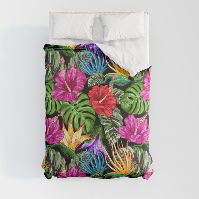 Tropical Flora Summer Mood Pattern Comforter