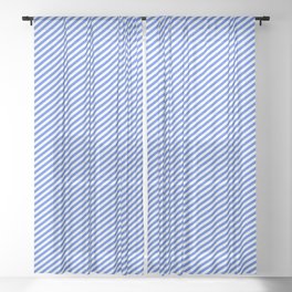 [ Thumbnail: Mint Cream & Royal Blue Colored Lines/Stripes Pattern Sheer Curtain ]