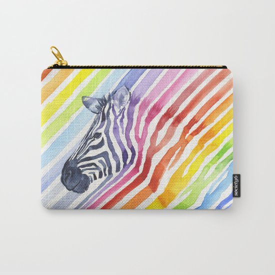 Zebra Rainbow Stripes Colorful Whimsical Animal Carry-All Pouch