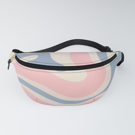 Modern Retro Liquid Swirl Abstract Pattern Square in Light Blue and Pink Fanny Pack