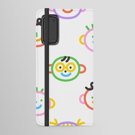 Colorful funny children face doodle pattern print Android Wallet Case