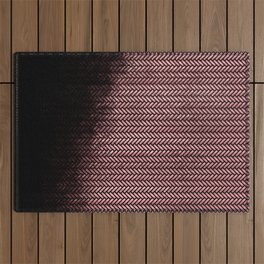 Textured coral and black Herringbone ombre - Japanese pattern Outdoor Rug