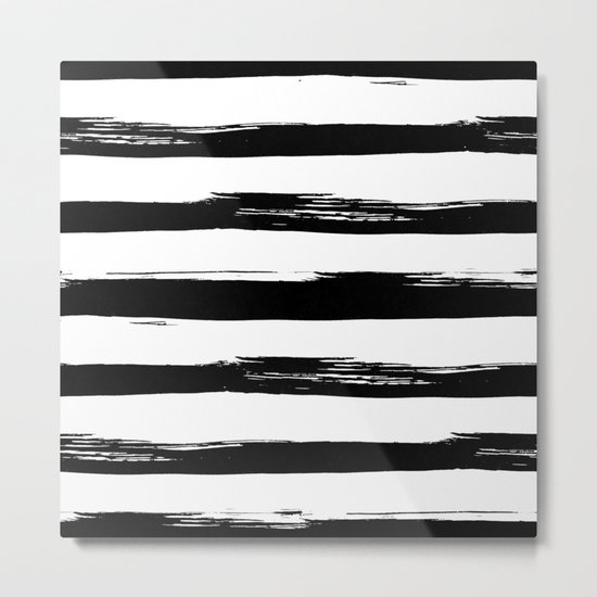 Stylish Black and White Stripes Metal Print