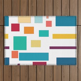 Rectangles and Squares on White Outdoor Rug