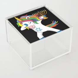 Cute Unicorn Jew Jewnicorn Menorah Happy Hanukkah Acrylic Box