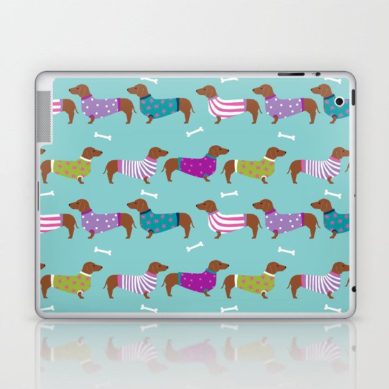 Dachshund sweaters cute gifts for dog lover pet friendly dog breed dachsie doxie dogs Laptop & iPad Skin