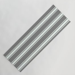 [ Thumbnail: Gray & Mint Cream Colored Stripes Pattern Yoga Mat ]