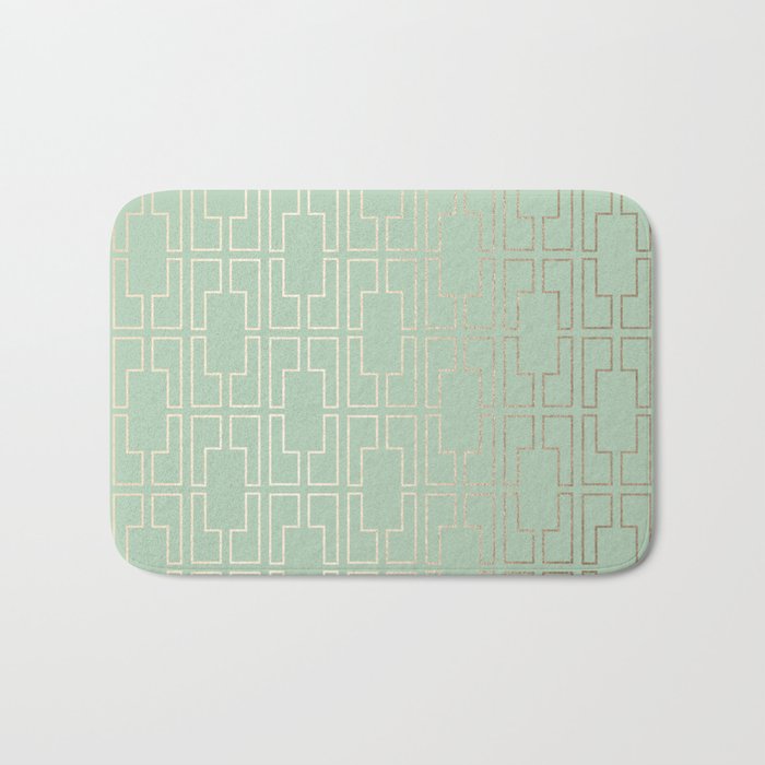 Simply Mid-Century in White Gold Sands and Pastel Cactus Green Bath Mat