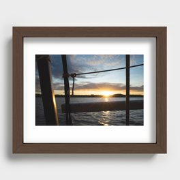 Sunset above the sea onboard a sailboat Recessed Framed Print