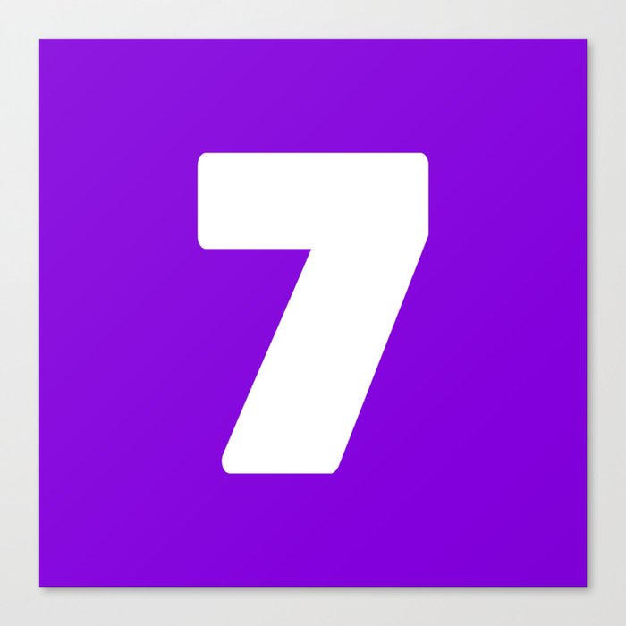 7 (White & Violet Number) Canvas Print