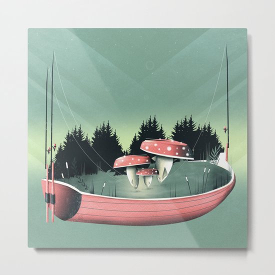 Fishing for Mushrooms Metal Print