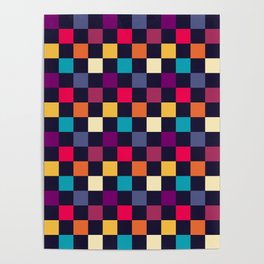 Checkerboard Checkered Checked Check Chessboard Pattern in Polychrome Multicolor Color Poster