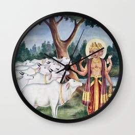 Lord Brahma with Cows Wall Clock