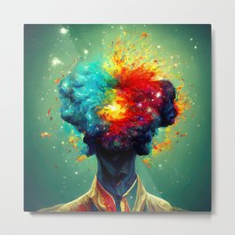 The Galaxy in my Mind Metal Print | Gas, Head, Painting, Sky, Explosion, Space, Constellation, Dust, Celestial, Glow 