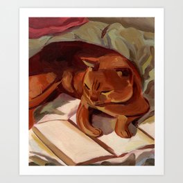 038 _ the cat reader Art Print