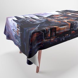 Medieval town in a Dark Fantasy world Tablecloth