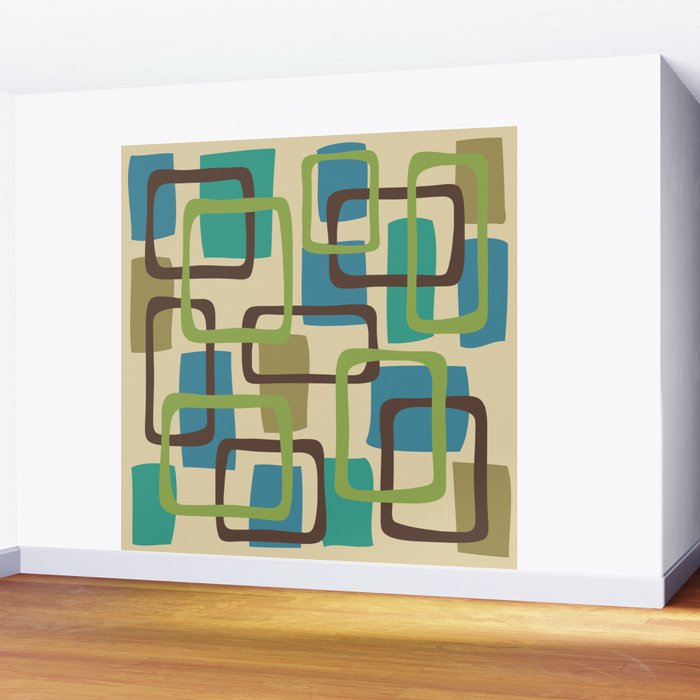 Mid Century Modern Overlapping Squares Pattern 125 Wall
