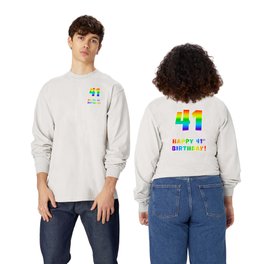 [ Thumbnail: HAPPY 41ST BIRTHDAY - Multicolored Rainbow Spectrum Gradient Long Sleeve T Shirt Long-Sleeve T-Shirt ]