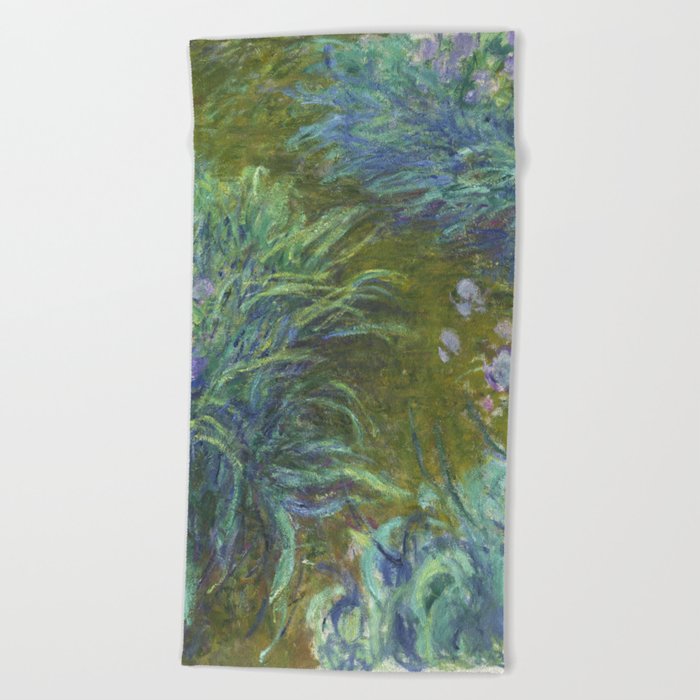 Irises by Claude Monet Beach Towel