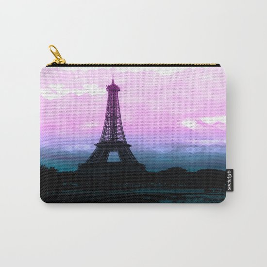 Paris Eiffel Tower : Lavender Teal Carry-All Pouch
