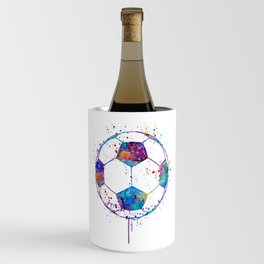 Soccer Ball Colorful Watercolor Sports Wine Chiller