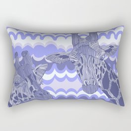 Two giraffes from Africa on a modern purple patterned background Rectangular Pillow