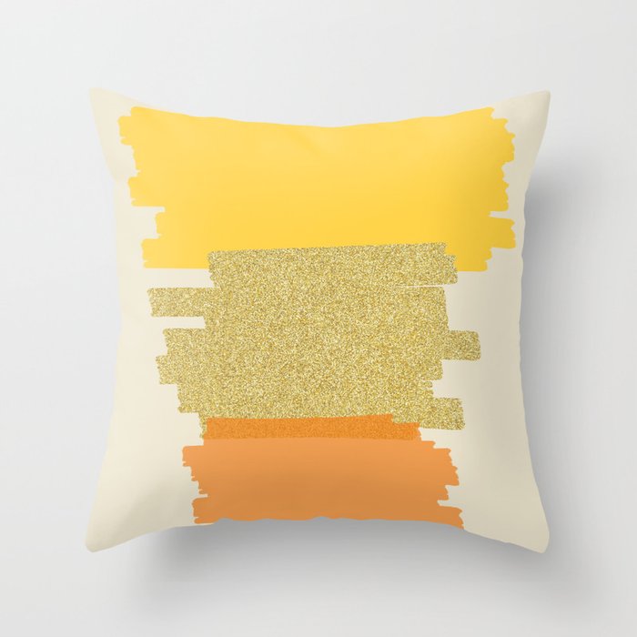 Earth Tone And Glitter Paint Splatter Throw Pillow by Created By Kat Co