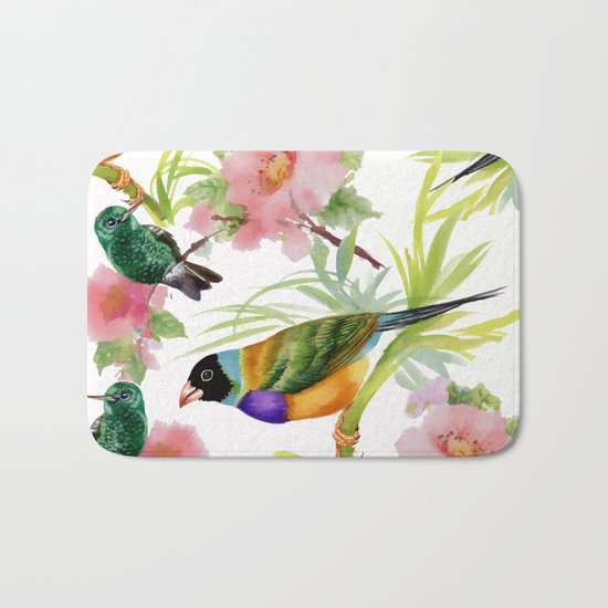 birds and flowers Bath Mat