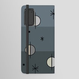 Retro Space Age Planets Stars Slate Gray Android Wallet Case