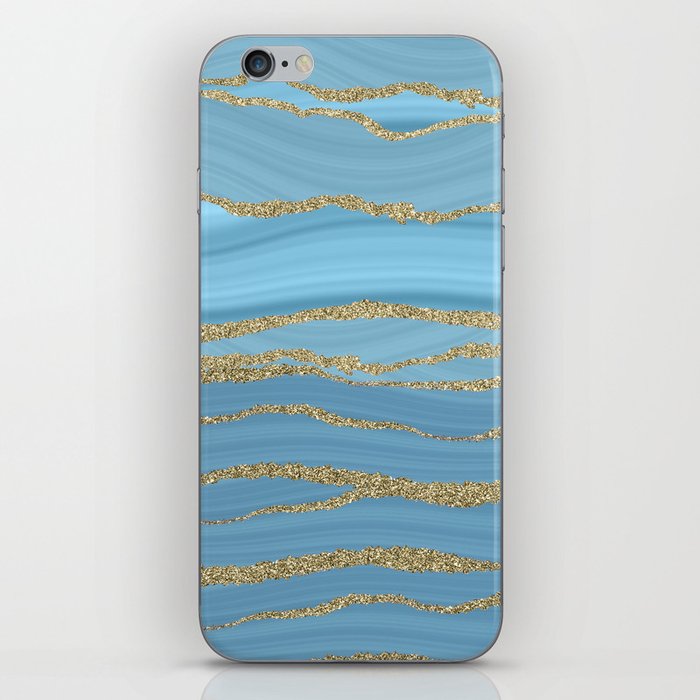 Sky Blue Faux Marble Mermaid Ocean Waves iPhone Skin