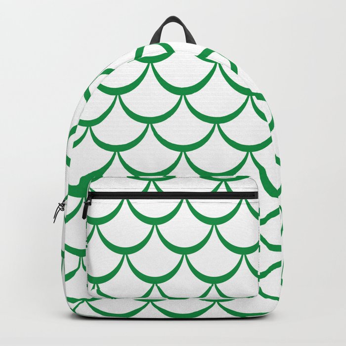 Green and White Mermaid Scales Backpack