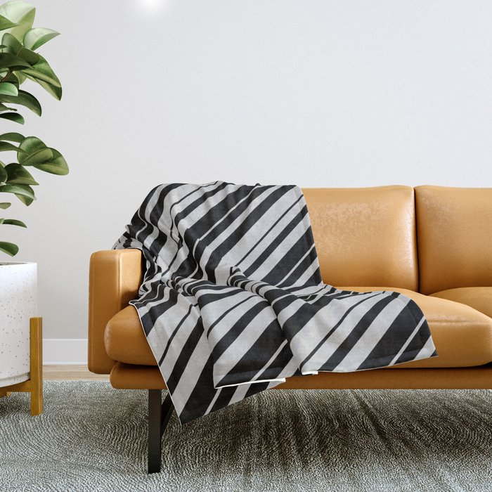 Black & Light Grey Colored Pattern of Stripes Throw Blanket