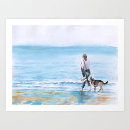 Beach walk 1 Art Print