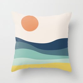 Abstract landscape with sea and sun Throw Pillow