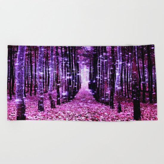 Magical Forest Pink & Purple Beach Towel