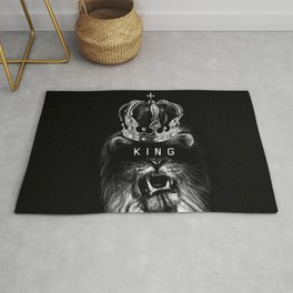 Lion, Lionart, King, Animal, Black, Minimal, Interior, Black White,Wall art, Art Print,Trendy decor Rug