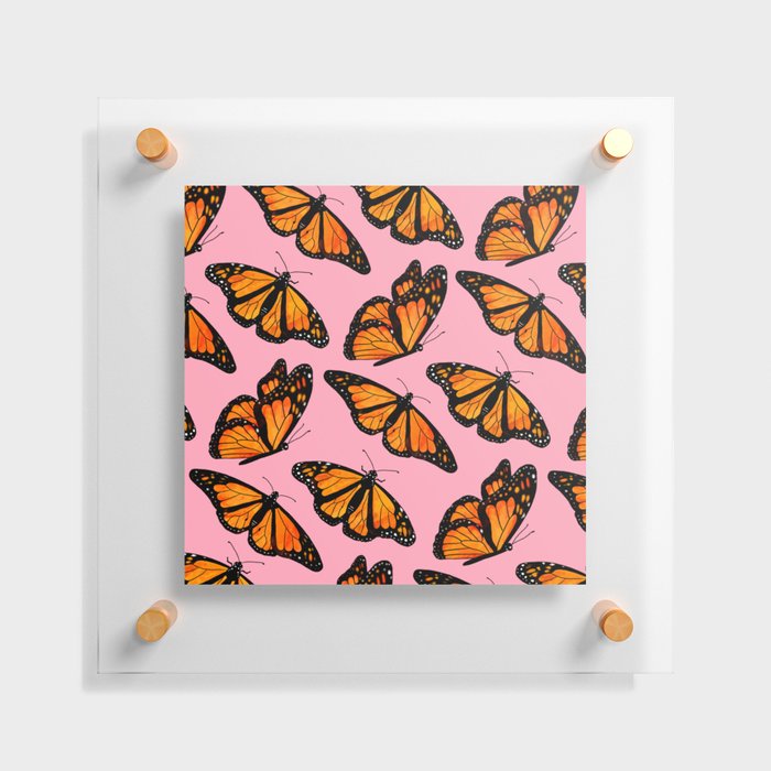 Monarch Butterfly Pattern-Pink Floating Acrylic Print