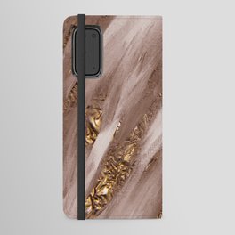 Brown Paint Brushstrokes Gold Foil Android Wallet Case